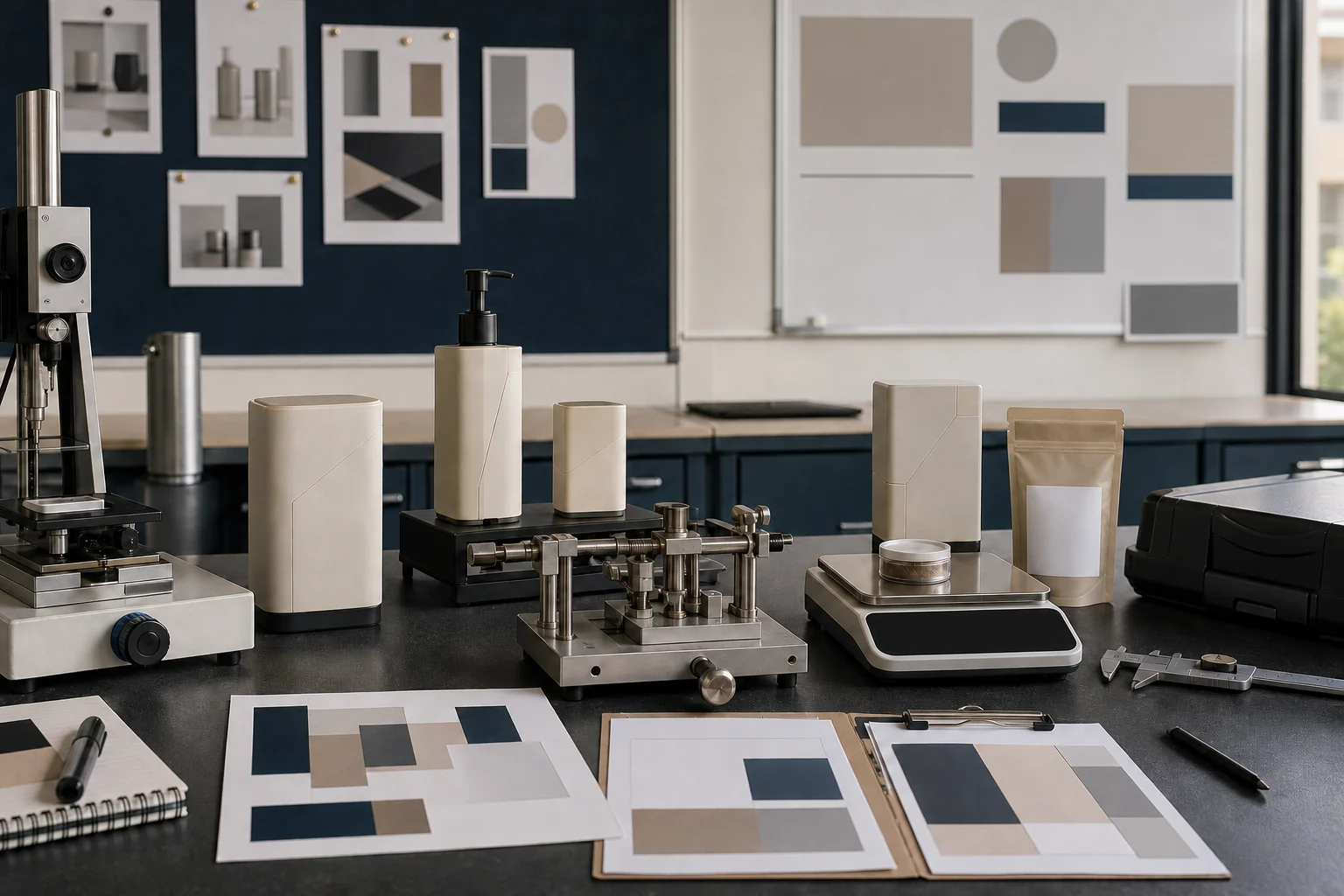 Consumer-product prototype undergoing institutional validation and manufacturing handoff